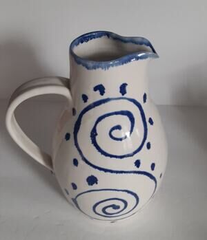 Artist Signed Stoneware Pitcher Decor/Practical